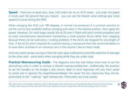 Piloting Vessels Fitted With Azimuthing Control Devices (ACD’s)