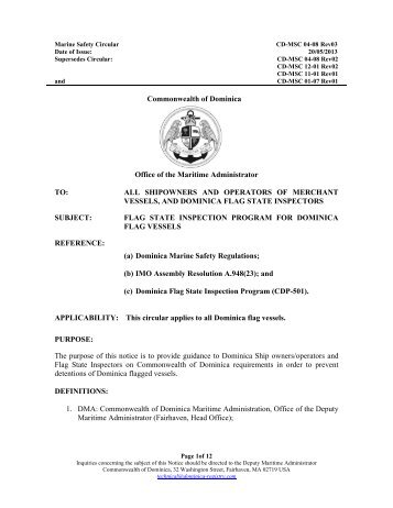 CD-MSC 04-08 Rev03 Flag State Inspection Program - Dominica ...