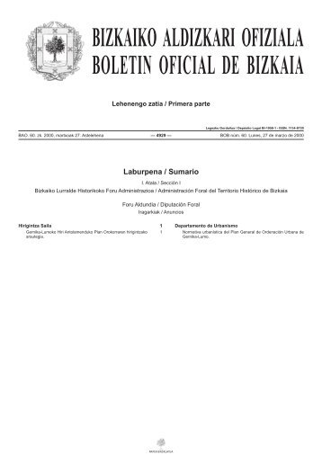 BIZKAIKO ALDIZKARI OFIZIALA BOLETIN OFICIAL DE BIZKAIA