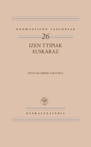 Onomasticon 26: Izen ttipiak euskaraz - Euskaltzaindia