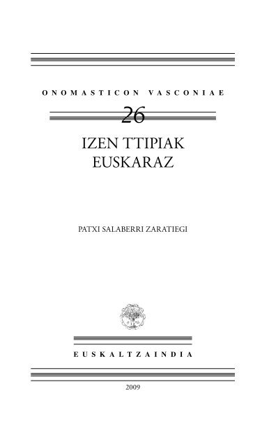 Onomasticon 26: Izen ttipiak euskaraz - Euskaltzaindia