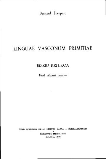 LINGUAE VASCONUM PRIMITIAE