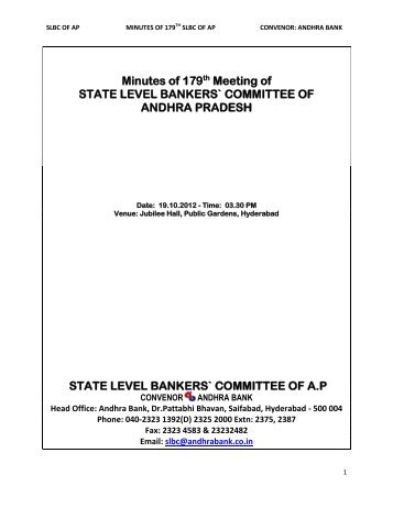 Minutes of 179th Meeting of STATE LEVEL BANKERS` COMMITTEE ...