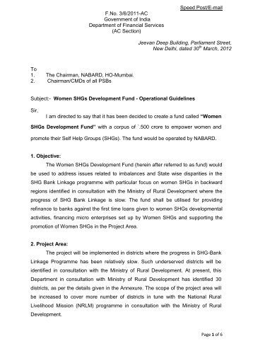 Women SHGs Development Fund - Operational Guidelines - Home ...