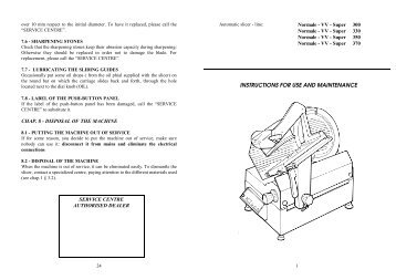 INSTRUCTIONS FOR USE AND MAINTENANCE - mbm-Service ...