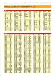 Battery Movement Cross Reference List - Lindholt