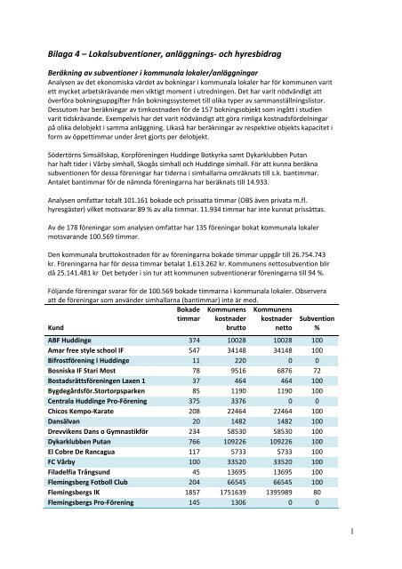 Översyn av kommunens samlade stöd till föreningslivet i Huddinge Kommun