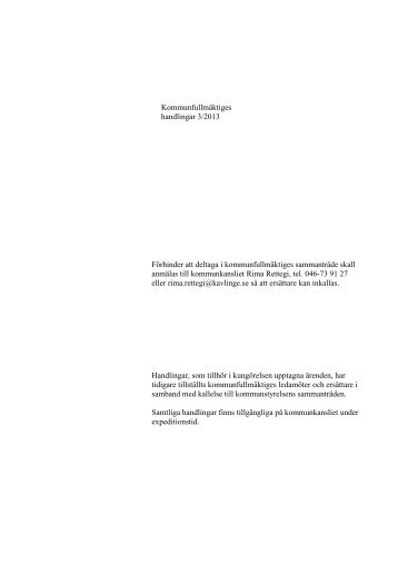 Kf kallelse 2013-05-13.pdf - KÃ¤vlinge