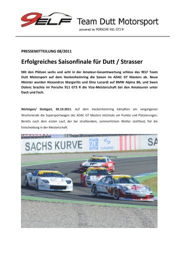 Erfolgreiches Saisonfinale für Dutt / Strasser - Dutt Motorsport