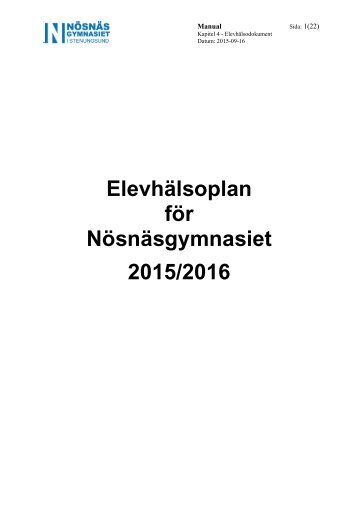 Elevhälsoplan för Nösnäsgymnasiet 2015/2016