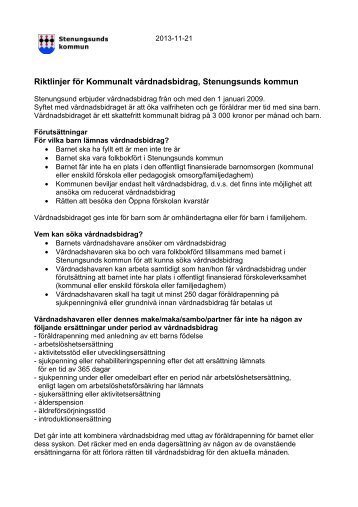 Riktlinjer för Kommunalt vårdnadsbidrag Stenungsunds kommun