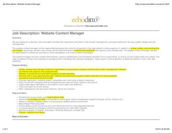 Job Description Website Content Manager