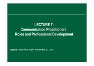 LECTURE 7 Communication Practitioners Roles and Professional Development