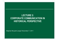 LECTURE 2 CORPORATE COMMUNICATION IN HISTORICAL PERSPECTIVE