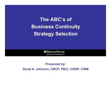 The ABC’s of Business Continuity Strategy Selection