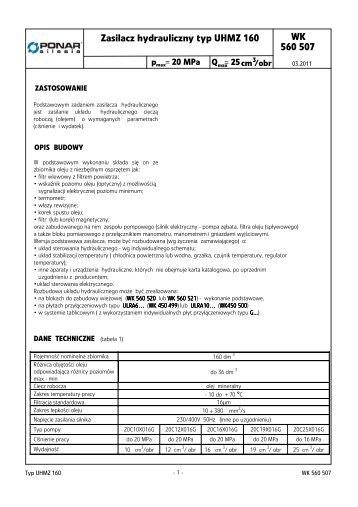 Zasilacz hydrauliczny typ UHMZ 160 (.pdf) - Ponar
