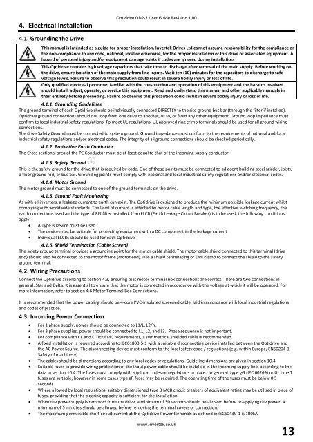 AC Variable Speed Drive Installation & Operating Instructions