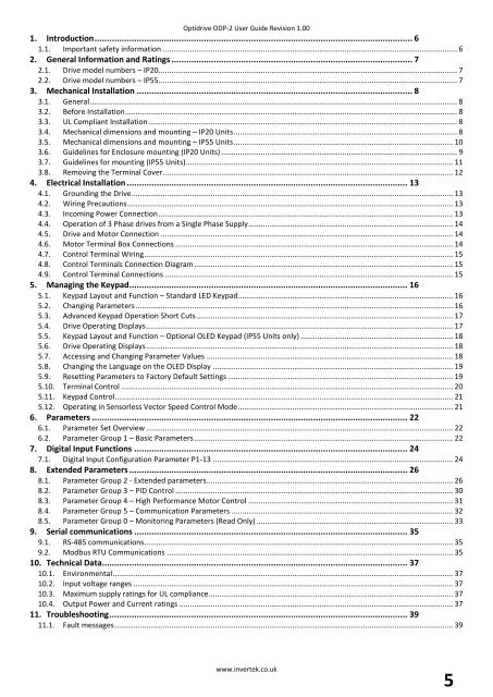 AC Variable Speed Drive Installation & Operating Instructions