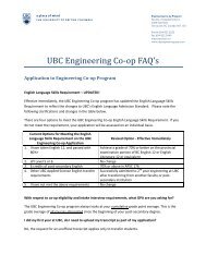 UBC Engineering Co‐op FAQ’s