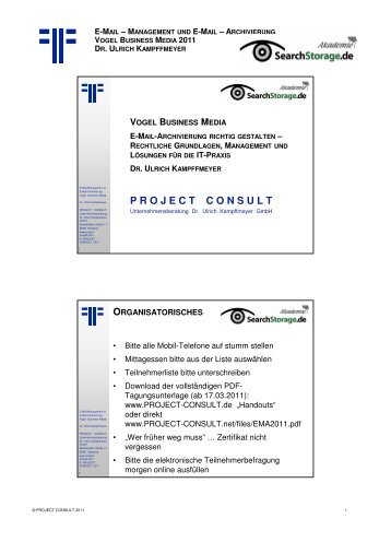 Handout - Project Consult Unternehmensberatung Dr. Ulrich ...