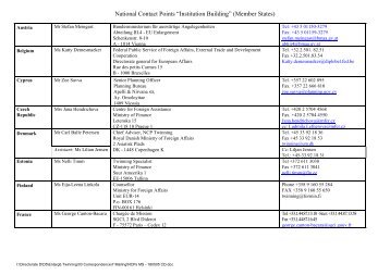 National Contact Points “Institution Building” (Member States)