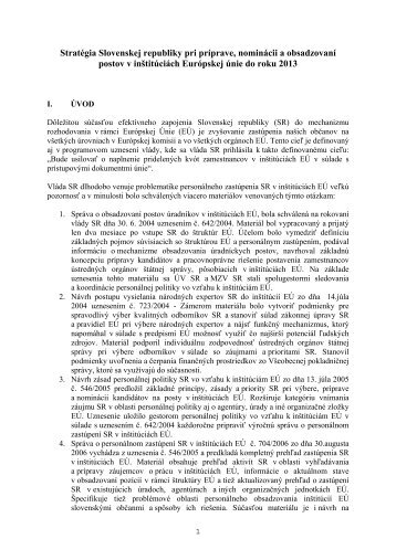 StratÃ©gia SR pri obsadzovanÃ­ postov v institÃºciÃ¡ch EÃ - Ãrad vlÃ¡dy SR
