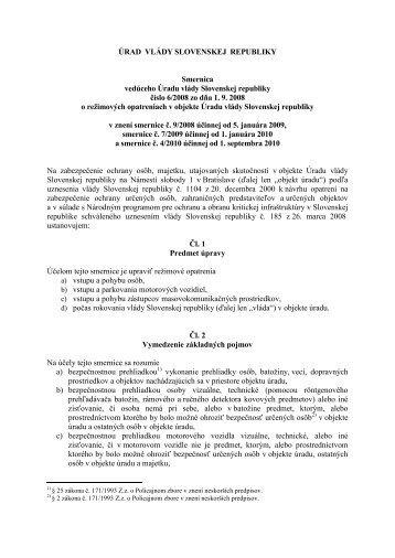 Smernica vedÃºceho Ãradu vlÃ¡dy Slovenskej republiky ÄÃ­slo 6/2008 ...