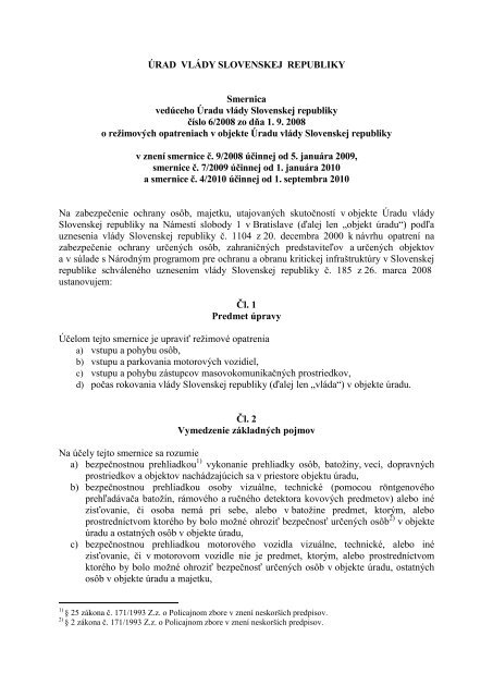 Smernica vedÃºceho Ãradu vlÃ¡dy Slovenskej republiky ÄÃ­slo 6/2008 ...