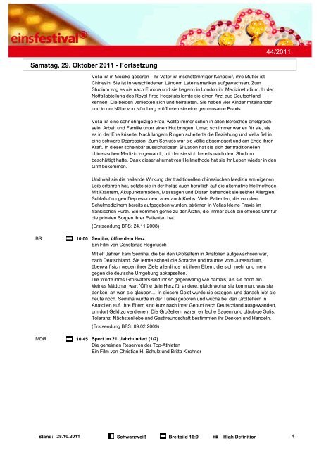 Programmwoche 44/2011 - Das Programm der ARD