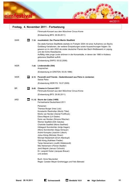 Programmwoche 44/2011 - Das Programm der ARD