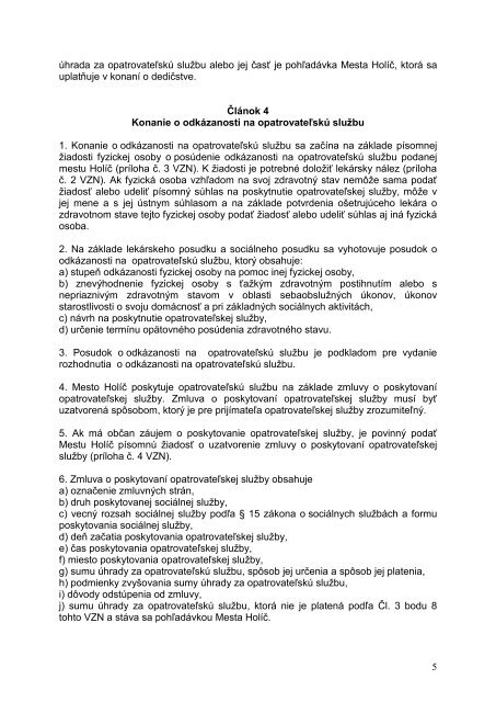 Všeobecne záväzné nariadenie mesta Holíč č.61