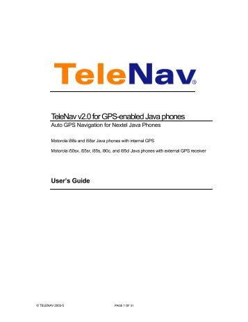TeleNav v2.0 for GPS-enabled Java phones