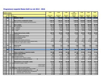Programový rozpočet Mesta Holíč na rok 2014 - 2016