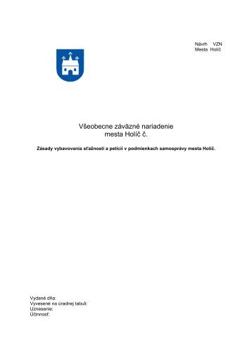 Všeobecne záväzné nariadenie mesta Holíč č