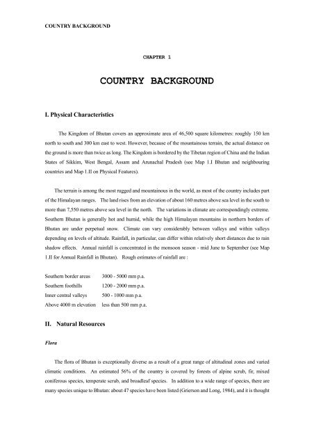 COUNTRY BACKGROUND - Gross National Happiness Commission