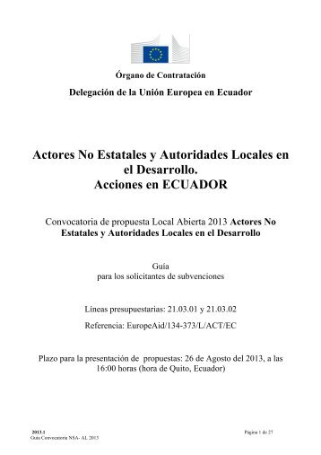Actores No Estatales y Autoridades Locales en el Desarrollo Acciones en ECUADOR