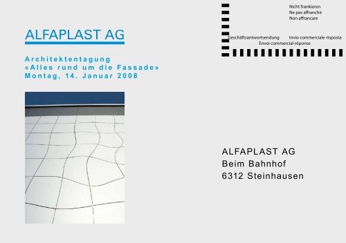 ALFAPLAST AG Beim Bahnhof 6312 Steinhausen