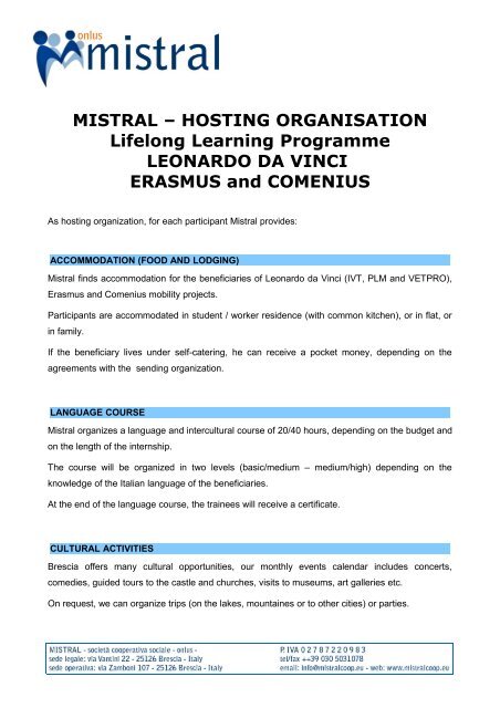 MISTRAL â HOSTING ORGANISATION Lifelong Learning ...