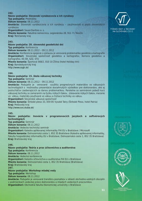 SprievodnÃ© podujatia 2012 - TÃ½Å¾deÅ vedy a techniky
