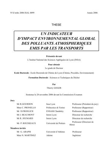 un indicateur d'impact environnemental global ... - COST 356 - Inrets