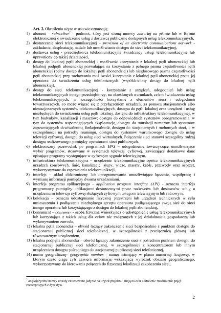 Projekt Ustawy Prawo Telekomunikacyjne 2004