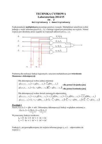 TECHNIKA CYFROWA Laboratorium 2014/15