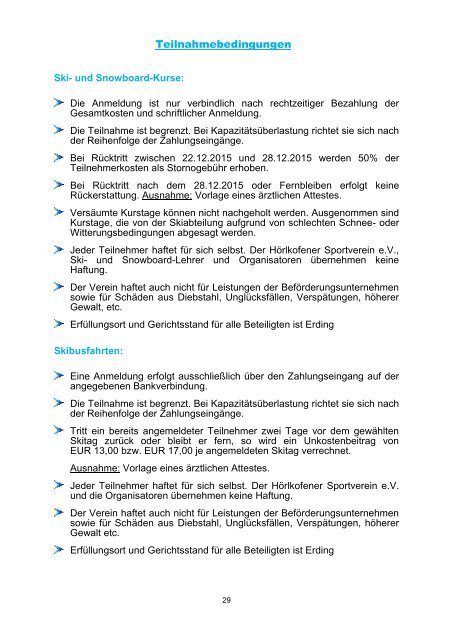 Ski Programmheft Hörlkofener SV 15-16