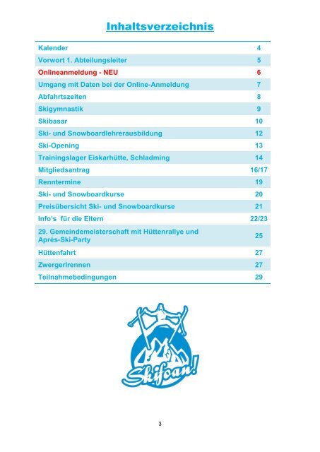 Ski Programmheft Hörlkofener SV 15-16