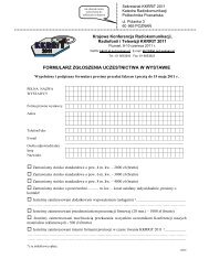 formularza zgłoszeniowego - KKRRiT 2011 - Poznań
