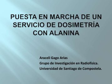 Puesta en Marcha de un servicio de dosimetrÃ­a con alanina