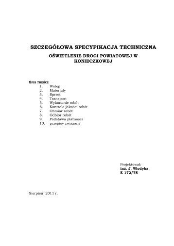 SZCZEGÓŁOWA SPECYFIKACJA TECHNICZNA