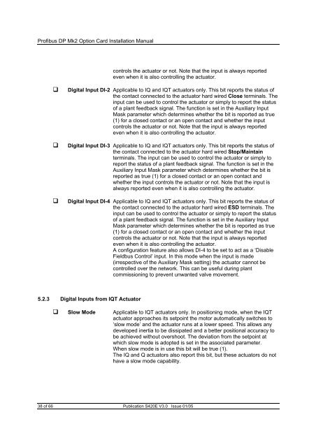 Profibus Actuator Control Profibus DP Option Card Installation Manual