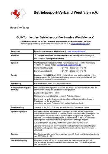 Betriebssport-Verband Westfalen e.V. - Bergische Golfer