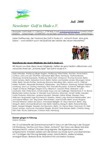 Newsletter Golf in Hude e.V.